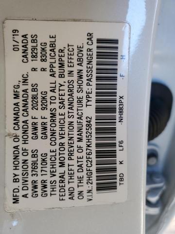 2019 HONDA CIVIC LX - 2HGFC2F67KH525842
