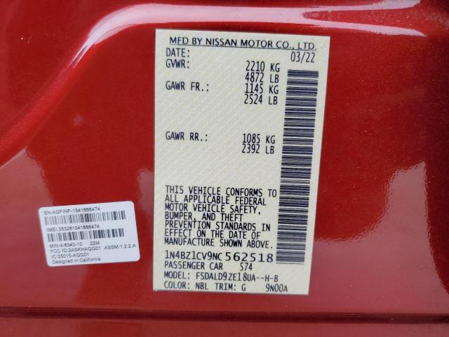 2022 NISSAN LEAF SV PL - 1N4BZ1CV9NC562518