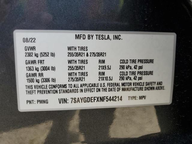 2022 TESLA MODEL Y - 7SAYGDEFXNF544214