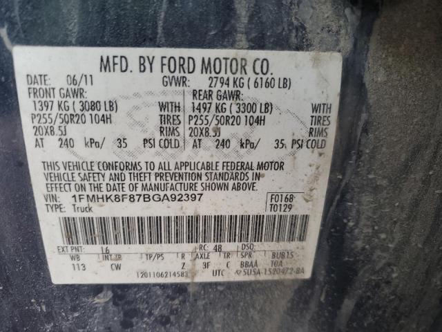 2011 FORD EXPLORER L - 1FMHK8F87BGA92397