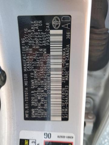 2016 TOYOTA COROLLA L - 2T1BURHE1GC603993