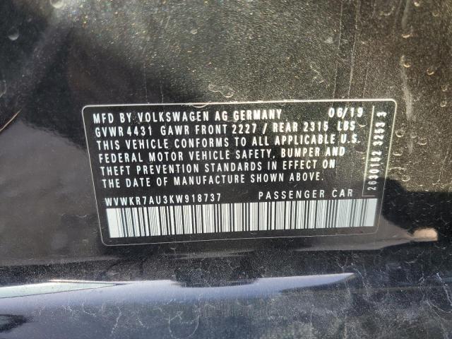 2019 VOLKSWAGEN E-GOLF SE - WVWKR7AU3KW918737