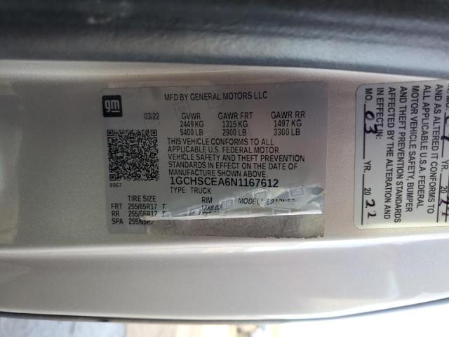 2022 CHEVROLET COLORADO L 1GCHSCEA6N1167612