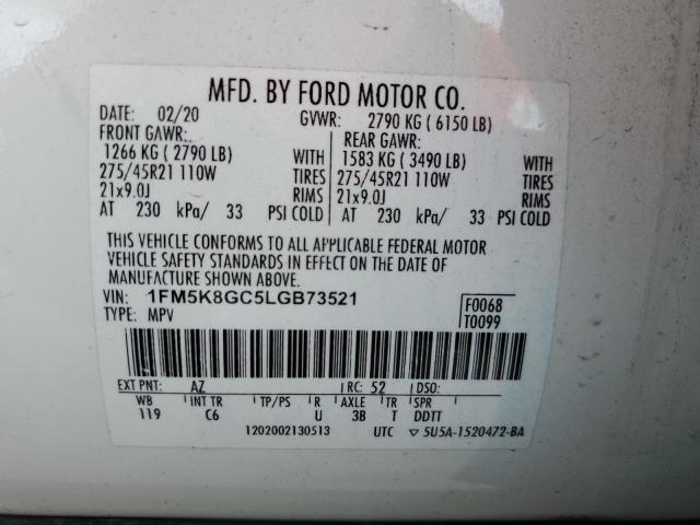 2020 FORD EXPLORER S - 1FM5K8GC5LGB73521