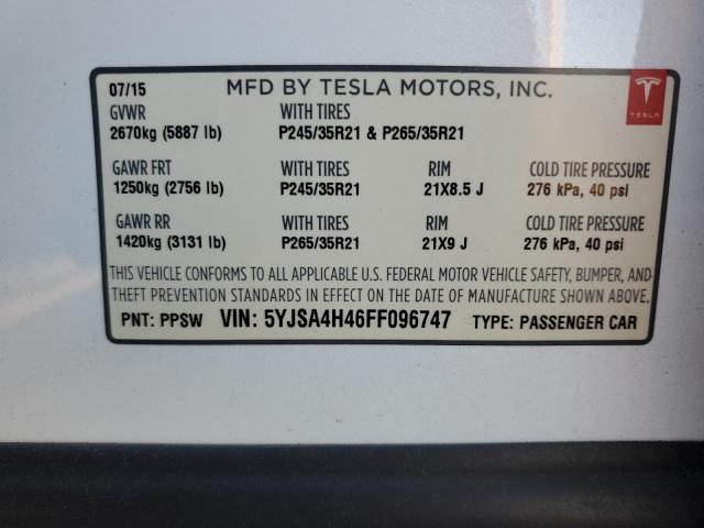 2015 TESLA MODEL S P8 5YJSA4H46FF096747