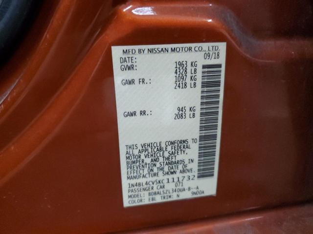 2019 NISSAN ALTIMA SR - 1N4BL4CV5KC111732