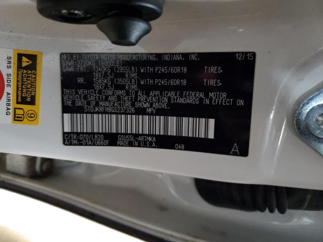 2016 TOYOTA HIGHLANDER - 5TDJKRFH8GS237326