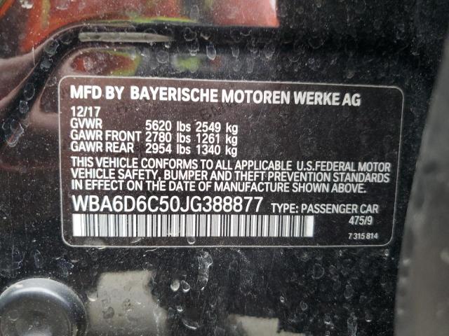 2018 BMW 650 XI GRA WBA6D6C50JG388877