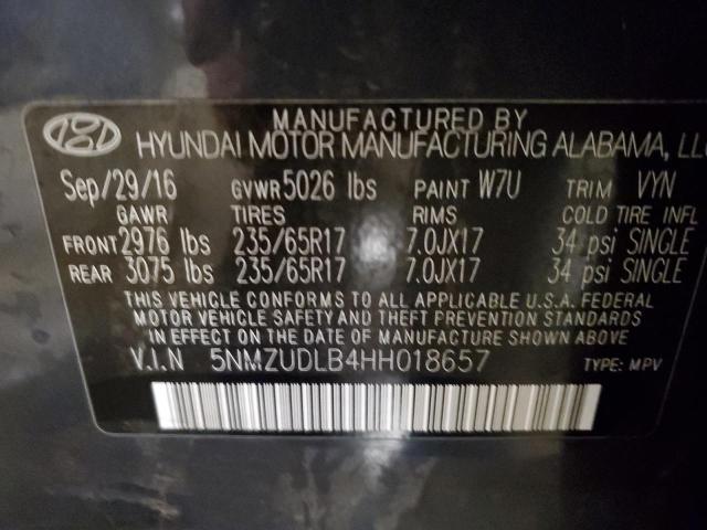 2017 HYUNDAI SANTA FE S - 5NMZUDLB4HH018657