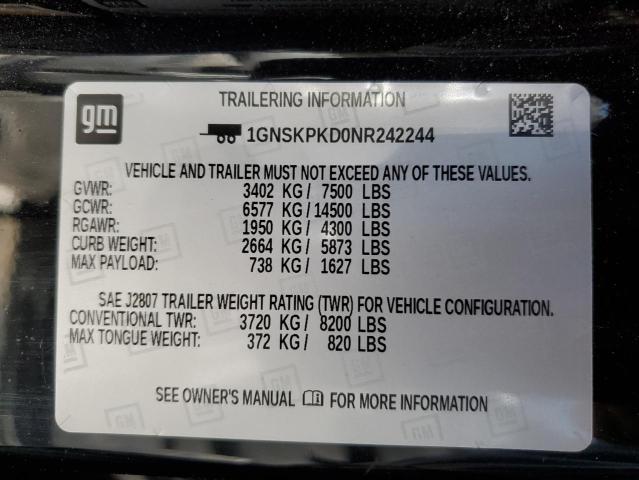 2022 CHEVROLET TAHOE K150 - 1GNSKPKD0NR242244
