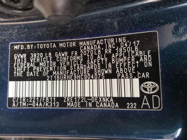 2017 TOYOTA COROLLA L - 2T1BURHE9HC904075