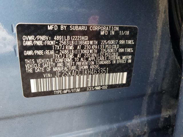 2019 SUBARU FORESTER JF2SKACC1KH463351