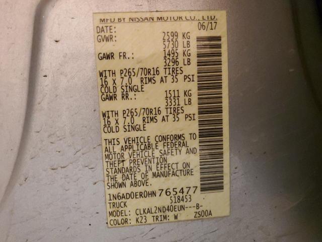 2017 NISSAN FRONTIER S - 1N6AD0ER0HN765477