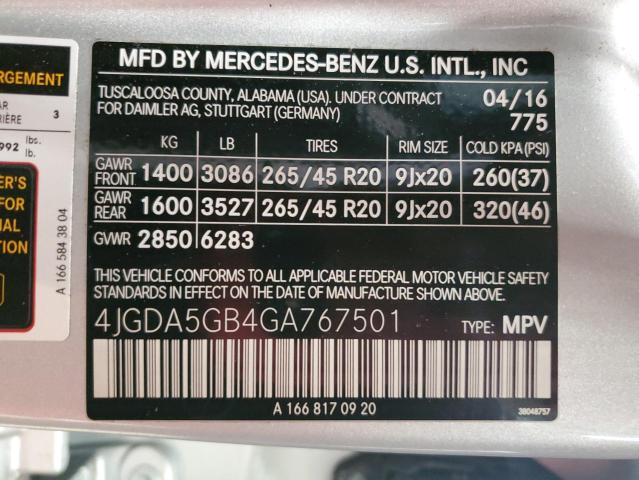 2016 MERCEDES-BENZ GLE 400 4M 4JGDA5GB4GA767501