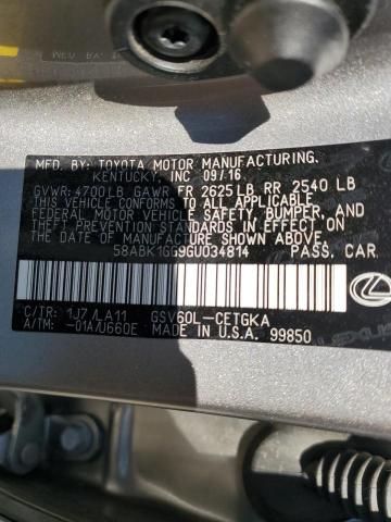 2016 LEXUS ES 350 - 58ABK1GG9GU034814