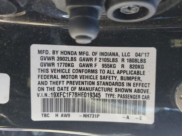 2017 HONDA CIVIC EXL - 19XFC1F78HE019345