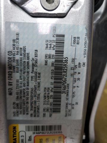 2020 FORD FUSION S - 3FA6P0G72LR259365