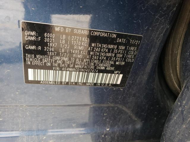 2022 SUBARU ASCENT PRE 4S4WMACD1N3407474