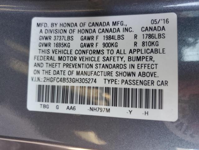 2016 HONDA CIVIC LX - 2HGFC4B53GH305274