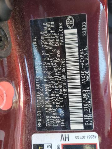2017 TOYOTA AVALON HYB 4T1BD1EB8HU058709