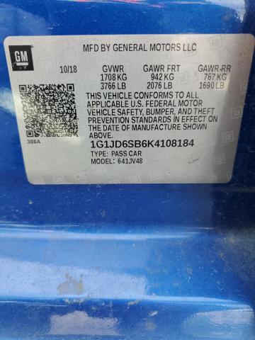 2019 CHEVROLET SONIC LT - 1G1JD6SB6K4108184