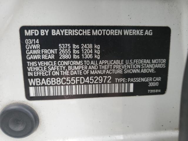 2015 BMW 640 XI GRA WBA6B8C55FD452972
