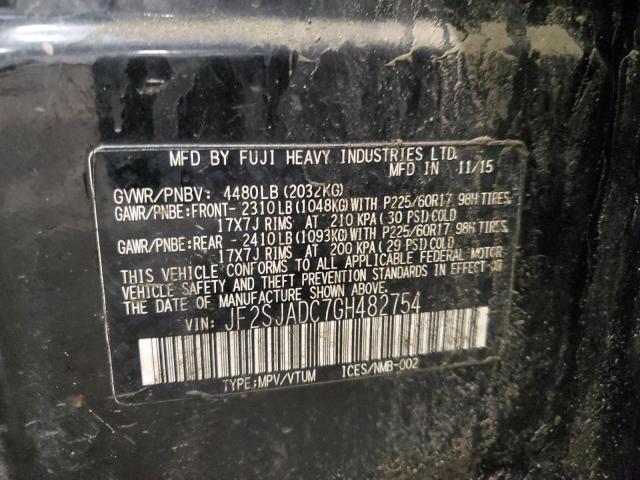 2016 SUBARU FORESTER 2 - JF2SJADC7GH482754