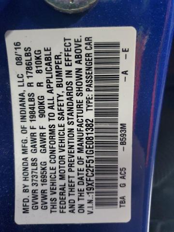 2016 HONDA CIVIC LX - 19XFC2F51GE081382