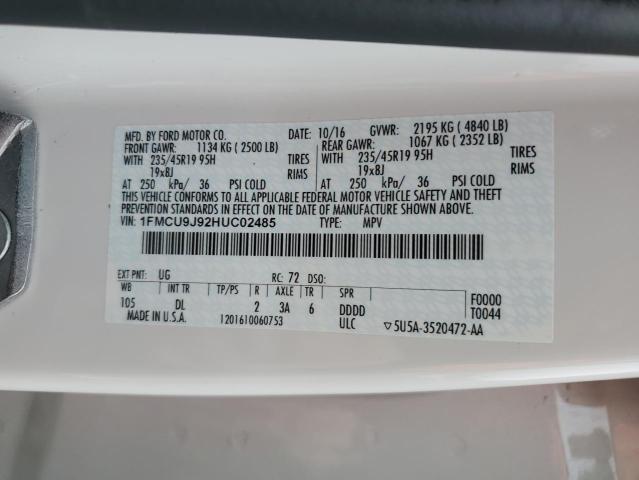 2017 FORD ESCAPE TIT - 1FMCU9J92HUC02485