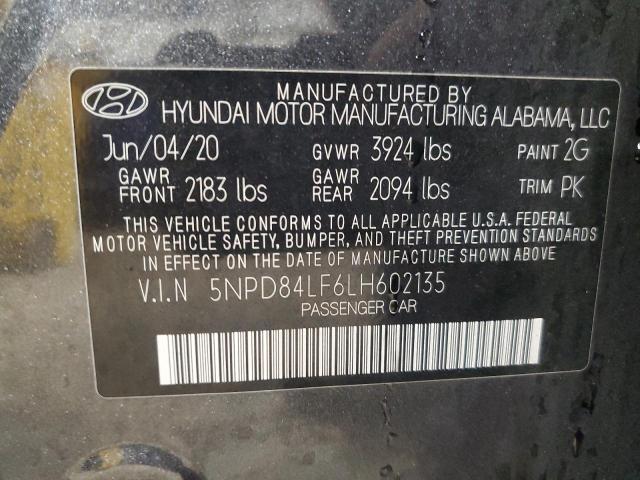 2020 HYUNDAI ELANTRA SE 5NPD84LF6LH602135