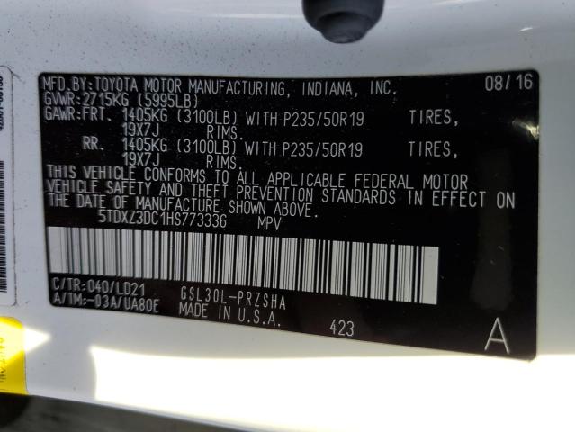 2017 TOYOTA SIENNA SE 5TDXZ3DC1HS773336