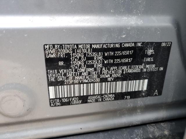 2022 TOYOTA RAV4 XLE 2T3P1RFV1NW304590