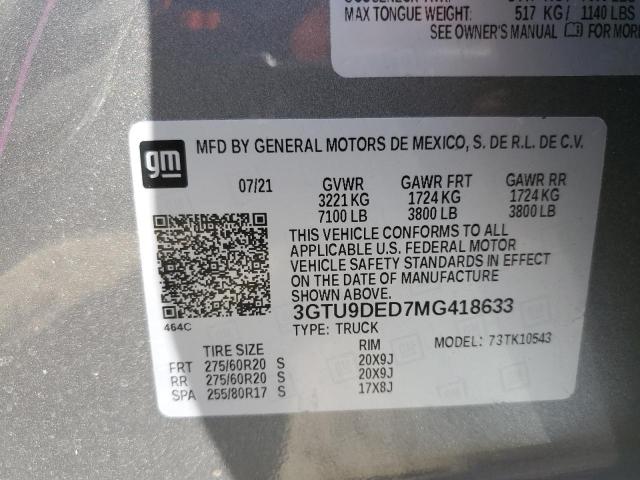 2021 GMC SIERRA K15 - 3GTU9DED7MG418633