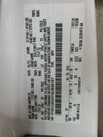 2016 FORD ESCAPE SE 1FMCU9GX7GUB26167