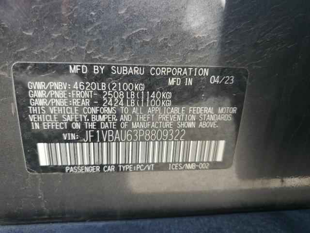 2023 SUBARU WRX GT JF1VBAU63P8809322
