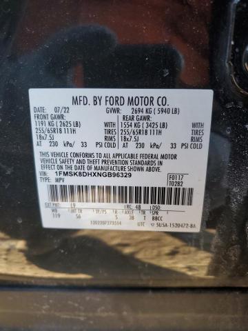 1FMSK8DHXNGB96329 2022 FORD EXPLORER