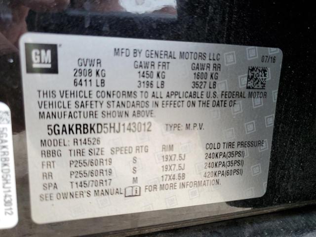 2017 BUICK ENCLAVE 5GAKRBKD5HJ143012