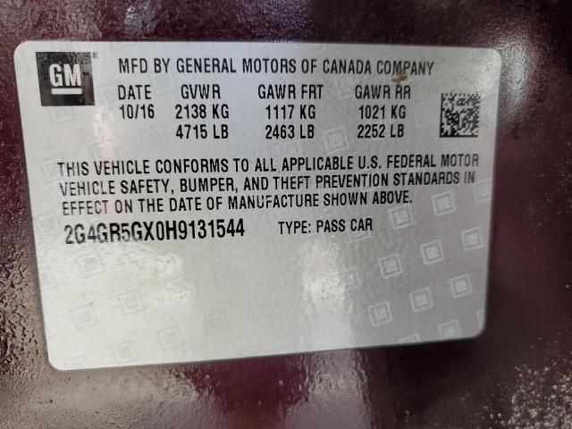 2017 BUICK REGAL PREM 2G4GR5GX0H9131544