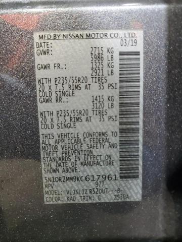 2019 NISSAN PATHFINDER - 5N1DR2MM9KC617961