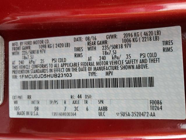 2017 FORD ESCAPE TIT - 1FMCU0JD5HUB23103