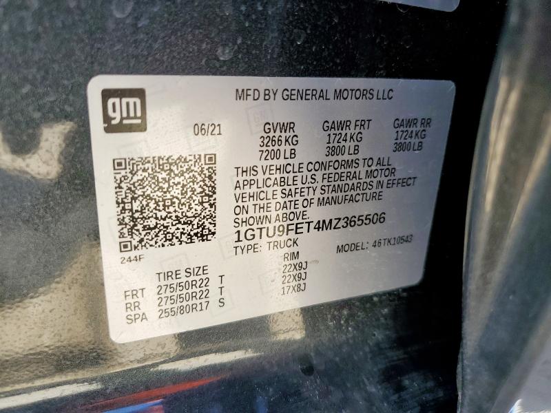 2021 GMC SIERRA K15 - 1GTU9FET4MZ365506