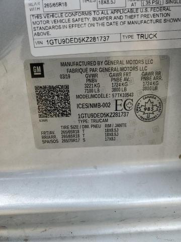2019 GMC SIERRA K15 - 1GTU9DED5KZ281737