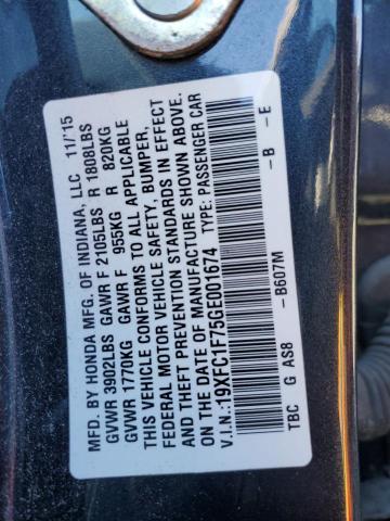 2016 HONDA CIVIC EXL - 19XFC1F75GE001674