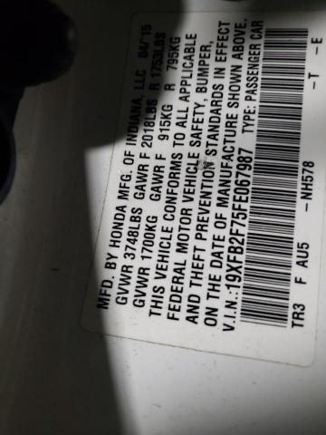 2015 HONDA CIVIC SE 19XFB2F75FE067987