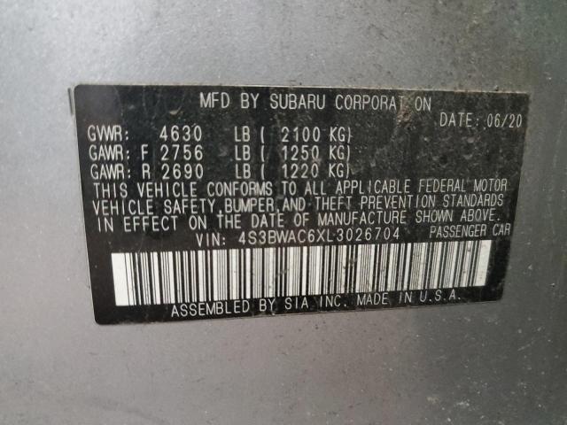 2020 SUBARU LEGACY PRE 4S3BWAC6XL3026704