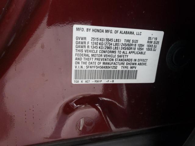 2019 HONDA PILOT EXL - 5FNYF5H56KB041252