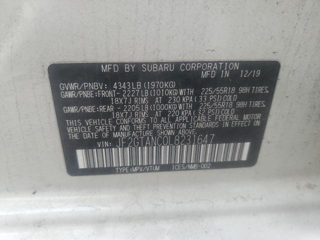 2020 SUBARU CROSSTREK - JF2GTANC0L8231647