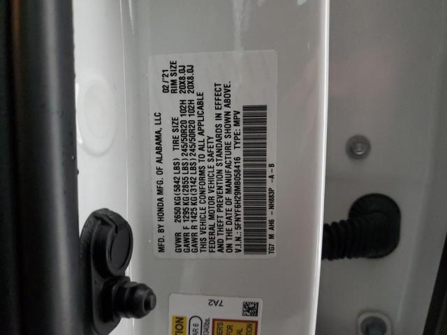 2021 HONDA PILOT SE 5FNYF6H29MB058416