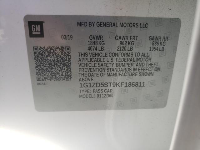 2019 CHEVROLET MALIBU LT - 1G1ZD5ST9KF186811