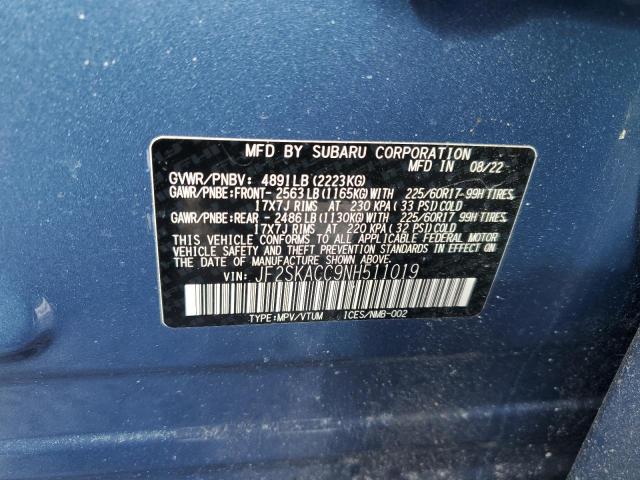 2022 SUBARU FORESTER - JF2SKACC9NH511019